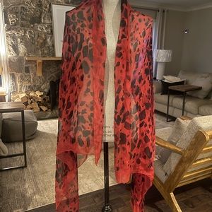 Authentic Burberry animal print red silk scarf. Sold out